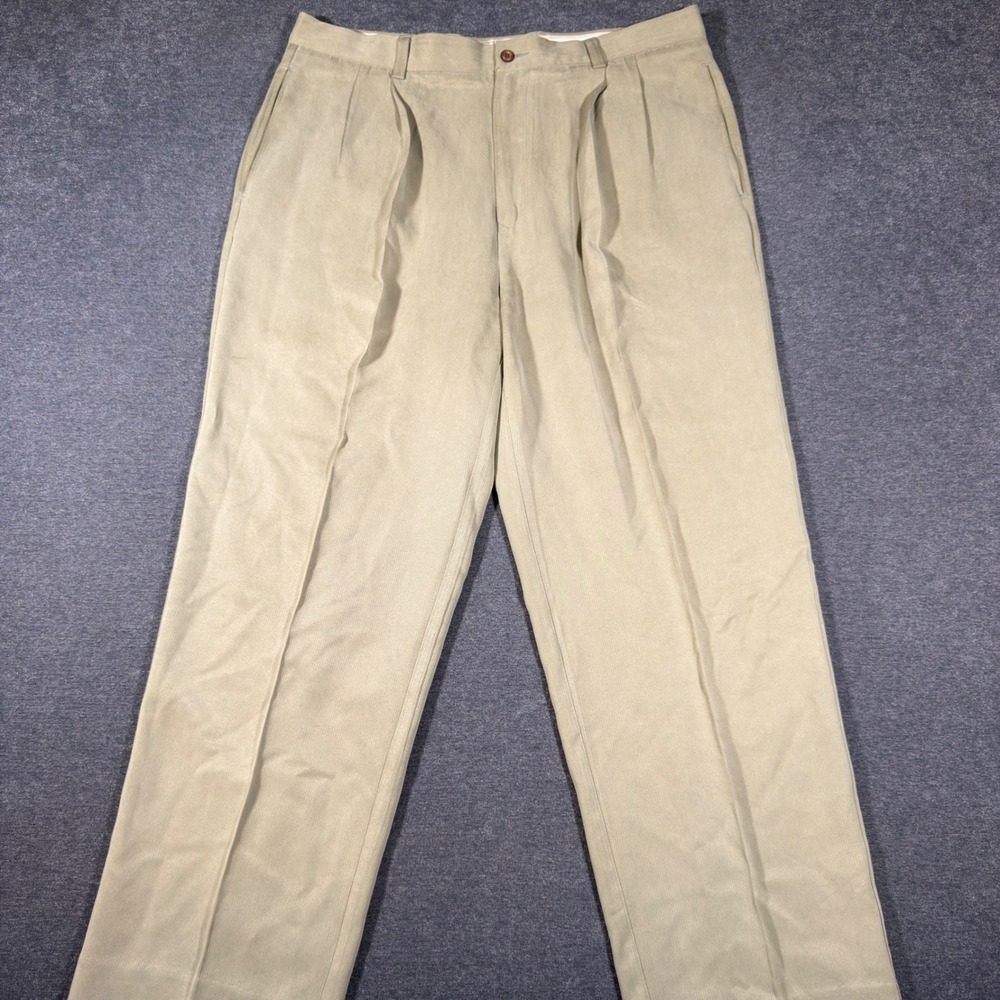 Tommy Bahama Pants Mens‎ 36x29 Tan 100% Silk Pleated Front Casual Island Beach